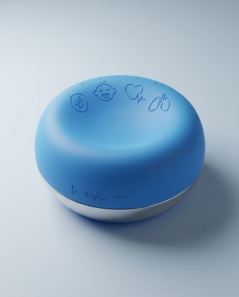 The Skeeper SM-300 smart stethoscope, blue silicone with brushed metal base